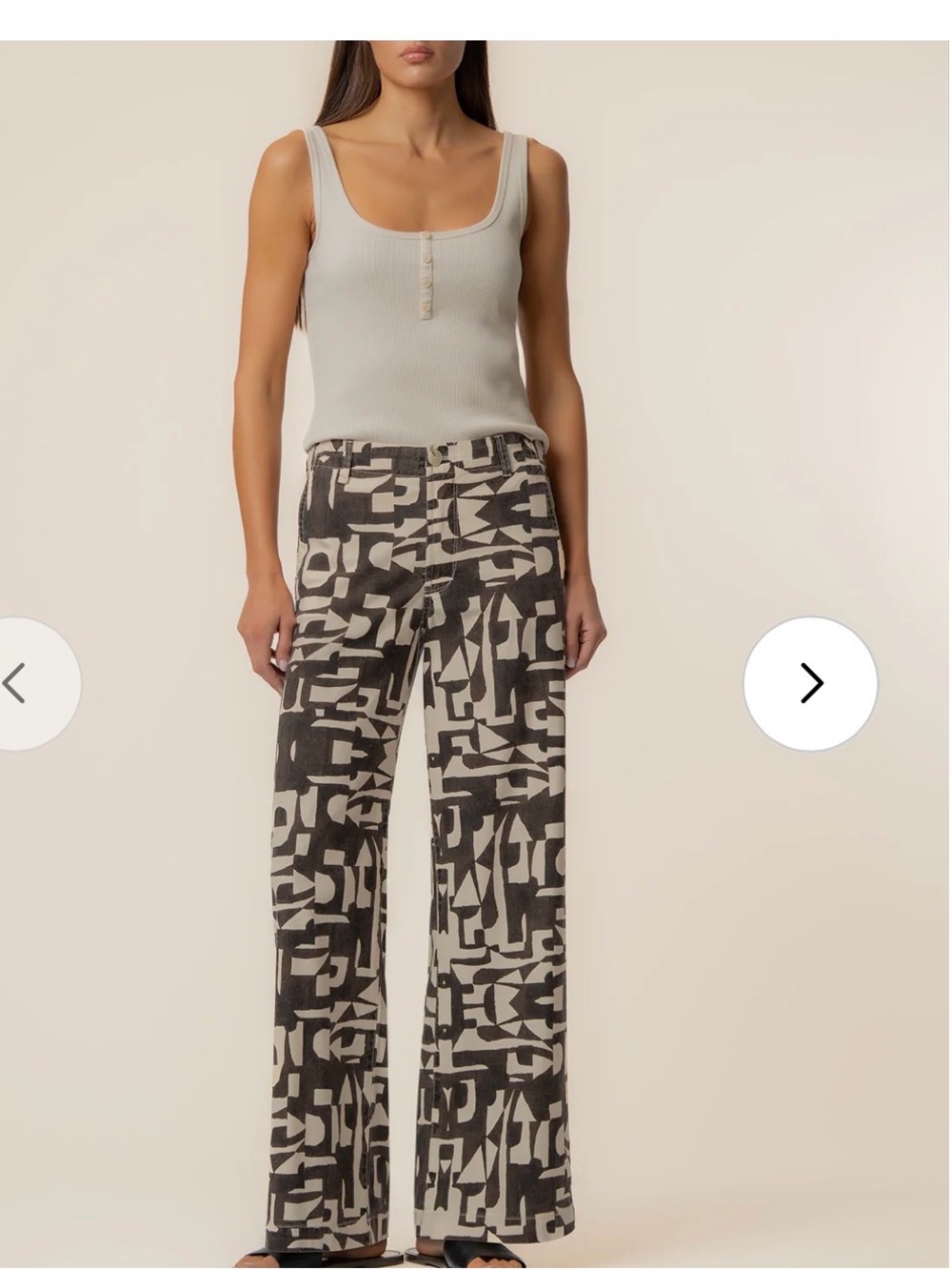 KUT Wide Leg Graphic Print Pants - Black & Cream